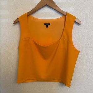 Express size large orange mango square neck crop side zip tank